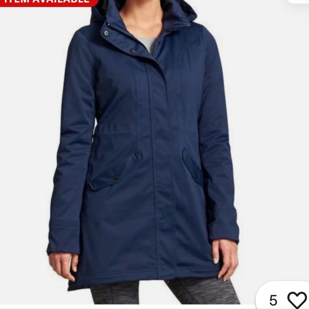 Athleta $298 Chills Parka Jacket Coat, Dress Blue SIZE M